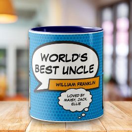 Taza Bicolor Tío divertido genial cómic azul foto