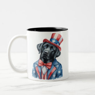 Taza Bicolor Tío patriótico personalizado Sam Black Labrador Mu