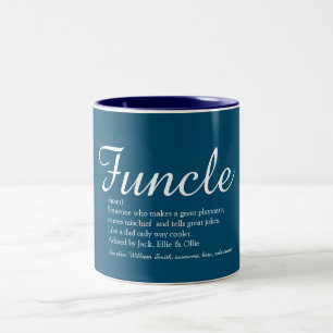 Taza Bicolor Tío, Tío Definición Moderna Script Azul
