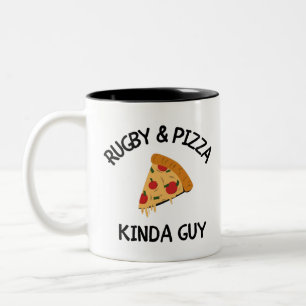 Taza Bicolor Tipo de rugby y pizza
