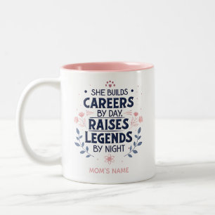 Taza Bicolor Tipografía de cita de mamá editable – Carrera y am