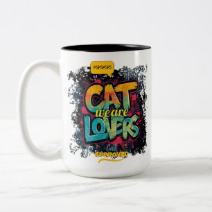 Taza Bicolor Tipografía de Graffiti de Neón para Amantes de Gat
