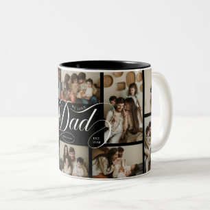 Taza Bicolor Tipografía de guión de papá Collage de 10 fotos