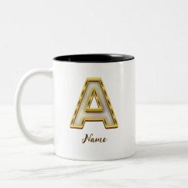 Taza Bicolor Tipografía de oro de monograma inicial personaliza