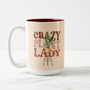Taza Bicolor Tipografía de plantas de acuarela de Lady retro