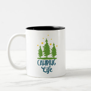 Taza Bicolor Tipografía de vida de camping