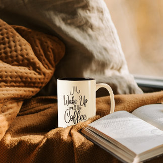 Taza Bicolor Tipografía Despertar y Oler el Café