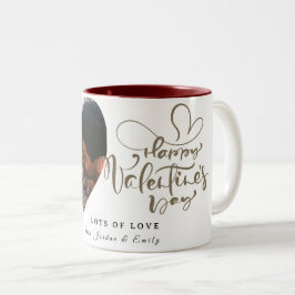 Taza Bicolor Tipografía elegante Feliz día de San Valentín 1 Fo