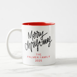 Taza Bicolor Tipografía elegante y sencilla Nombre de familia e