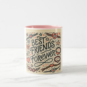 Taza Bicolor Tipografía Mejores Amigos por Siempre