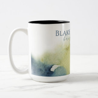 Taza Bicolor Tipografía moderna de acuarela verde azul