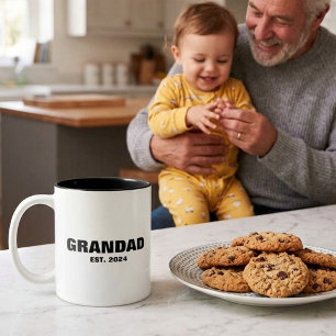 Taza Bicolor Tipografía Moderna y Negrita Abuelo Establecido