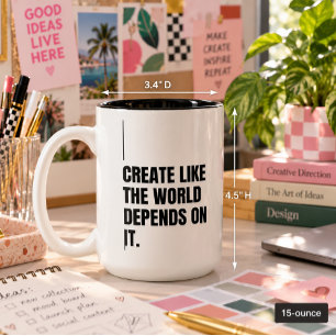 Taza Bicolor Tipografía Negra Artistas Creadores Minimalistas