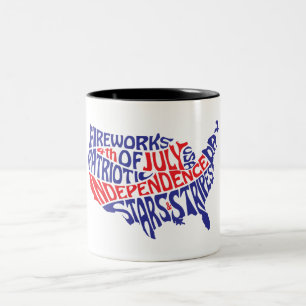 Taza Bicolor Tipografía Patriótica Mapa USA
