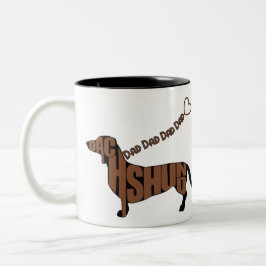 Taza Bicolor Tipografía personalizada de dachshund Dad