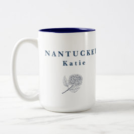 Taza Bicolor Tipografía personalizada de Nantucket Hydrangea