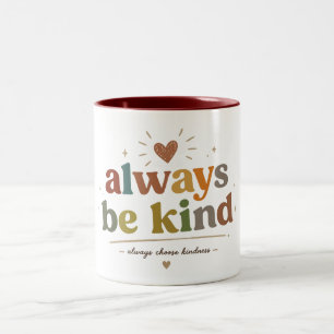 Taza Bicolor Tipografía Retro Siempre Sé Amable