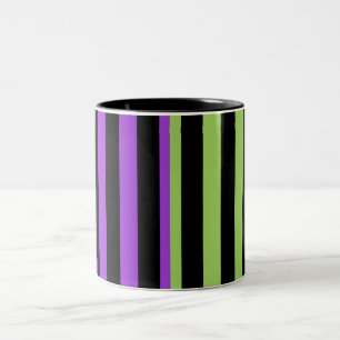 Taza Bicolor Tira de Halloween verde morado y negro