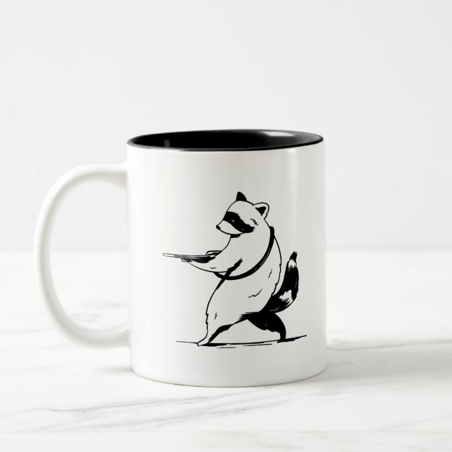 Taza Bicolor Tirador de Mapache Divertido (Izquierda)
