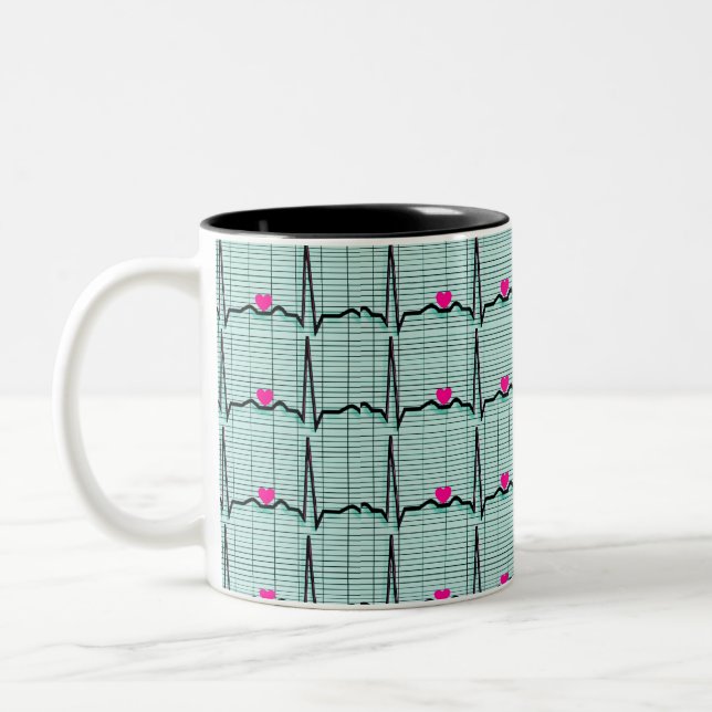 Taza Bicolor Tiras EKG cardíacas  (Izquierda)