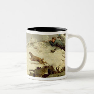 Taza Bicolor Tiroteo del pato en el invierno (aceite en lona)