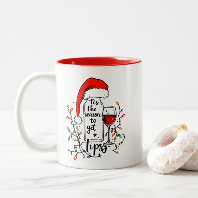 Taza Bicolor 'Tis The Season to Get Tipsy  (Con donut)