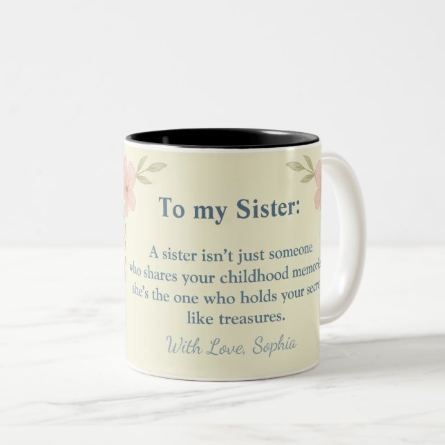 Taza Bicolor To My Sister – Custom Photo Coffee Mug (Anverso derecho)