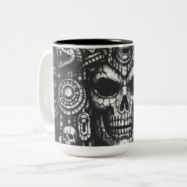 Taza Bicolor Tocado de cráneo azteca de BurnsInHell