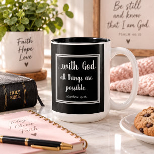 Taza Bicolor Todas las cosas son posibles Negro y Blanco Inspir