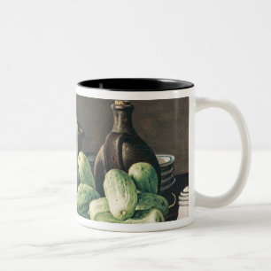 Taza Bicolor Todavía vida con los pepinos y los tomates