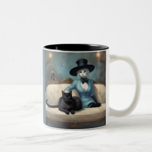 Taza Bicolor Todo con estilo gato negro gato blanco
