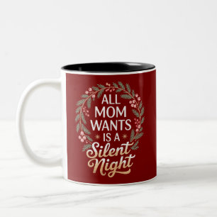 Taza Bicolor Todo lo que mamá quiere es una Navidad silenciosa