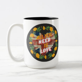 Taza Bicolor Todo lo que necesitas es amor