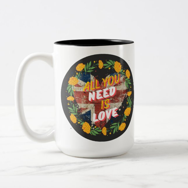 Taza Bicolor Todo lo que necesitas es amor (Izquierda)
