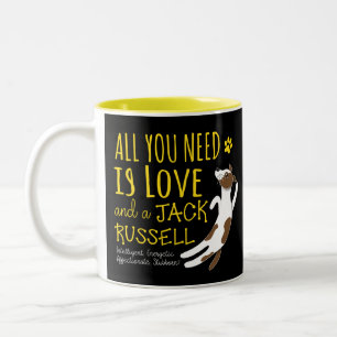 Taza Bicolor Todo lo que necesitas es amor y un Jack Russell