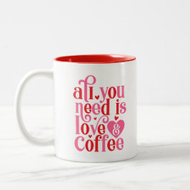 Taza Bicolor Todo lo que necesitas es luv y café