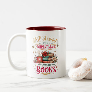 Taza Bicolor Todo lo que Quiero para Navidad son Más Libros