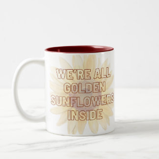 Taza Bicolor Todos somos girasoles dorados dentro
