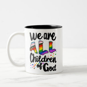 Taza Bicolor Todos somos hijos del Orgullo LGBTQ+ de Dios