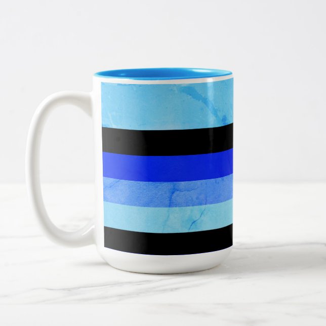 Taza Bicolor Tonos de mármol azul con rayas negras (Izquierda)