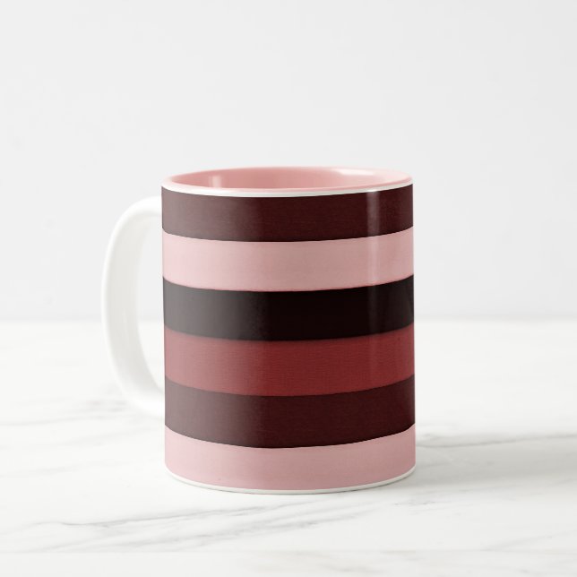 Taza Bicolor Tonos rosados y borgoñosos rayados (Anverso izquierdo)