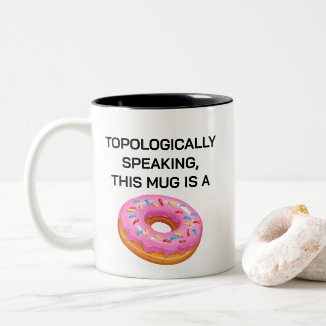 Taza Bicolor Topológicamente hablando Chiste de Topología de Do (Con donut)
