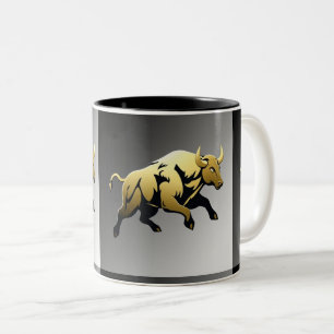 Taza Bicolor Toro Dorado – Emblema de Fuerza y Prosperidad