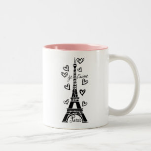 TAZA BICOLOR TORRE EIFFEL DE PARÍS JE T'AIME E IMPRESIÓN DE L