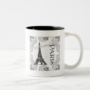 Taza Bicolor Torre Eiffel de París y Scrolls