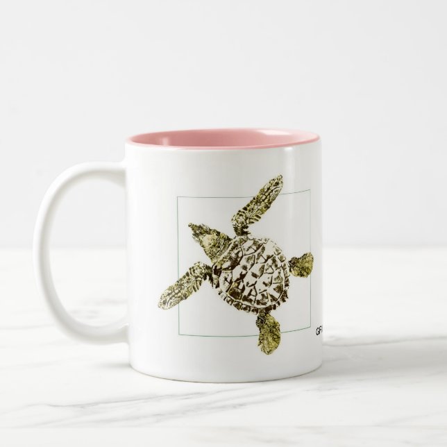 Taza Bicolor Tortuga de mar verde del bebé (Izquierda)