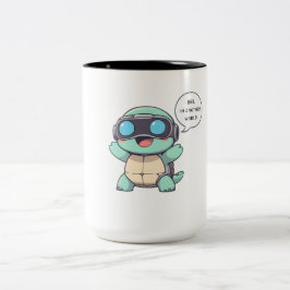 Taza Bicolor Tortuga Jugadora de VR "BRB En Otro Mundo" Kawaii