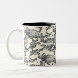 Taza Bicolor tortugas de mar perlas negras