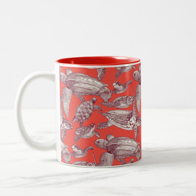 Taza Bicolor tortugas marinas claret red (Izquierda)