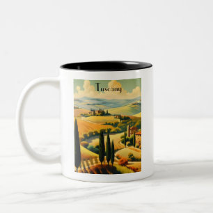 Taza Bicolor Toscana Rural Antigua Texto Personalizado